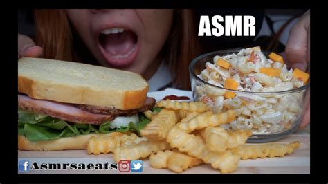 Asmr Ham Sandwich And Macaroni Salad Extreme Eating Sounds Big Bites