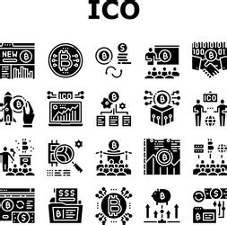 Ico Initial Coin Offer Collection Icons Set Vector Image