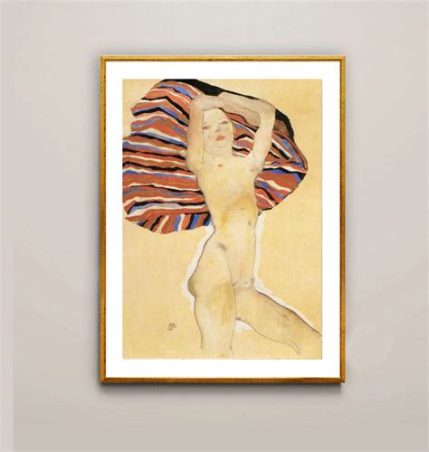 Nude Against Colored Material By Egon Schiele Fine Art Print Arty Posters