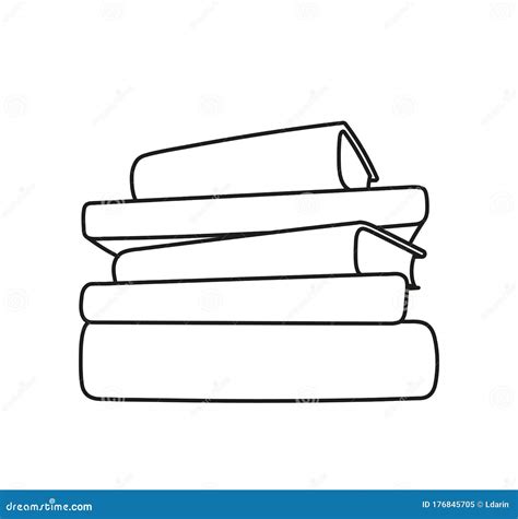 Vector Line Icon Of Stack Of Books Pile Of Books Isolated On White