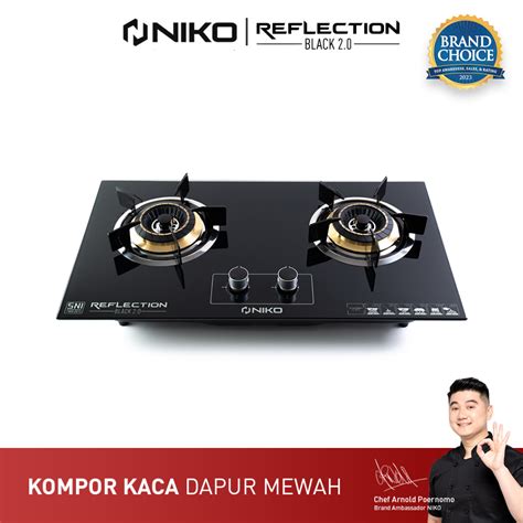 Jual Kompor Gas Tanam 2 Tungku Kaca NIKO Reflection Black 2 0 L