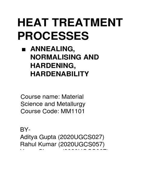 Heat Treatment Process | PDF | Annealing (Metallurgy) | Heat Treating