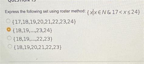 Solved Express The Following Set Using Roster Method Chegg