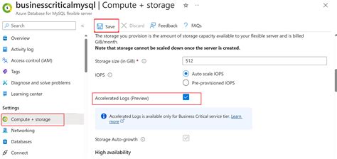 Recurso De Logs Acelerados No Banco De Dados Do Azure Para MySQL