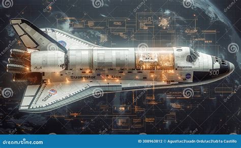 Space Shuttle Blueprint And Technical Design Stock Photo Image Of