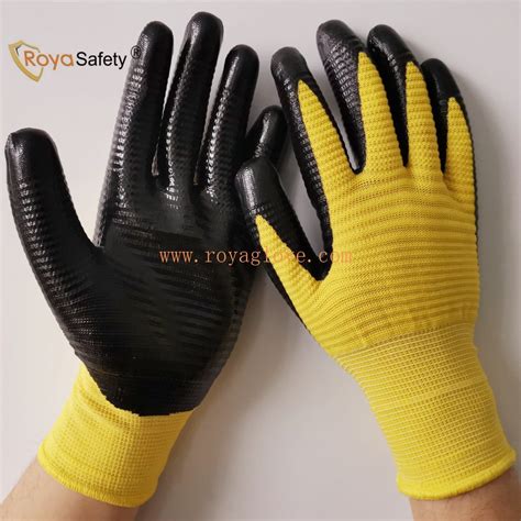 Gauge Polyester Zebra Liner Nitrile Coated Gloves Level Industry