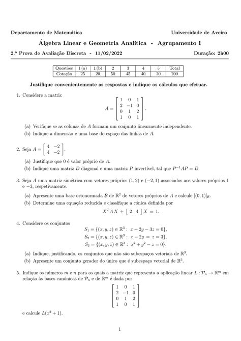 Prova 2 2021 22 Teste 2 Departamento De Matem Atica Universidade