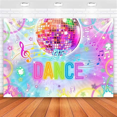 Avezano Lets Dance Disco Party Backdrop Shiny Neon Lights Ball 70s 80s