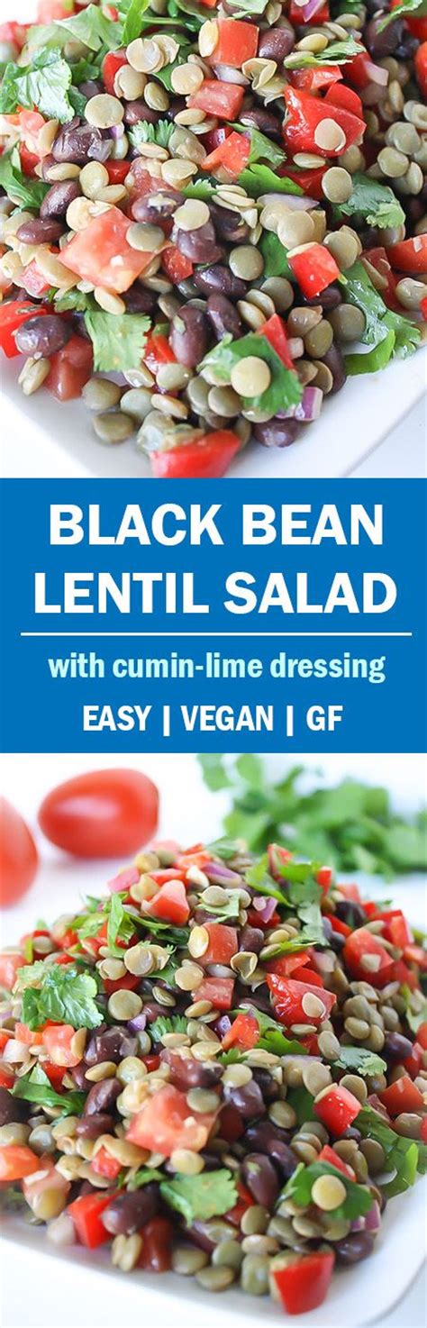 The Garden Grazer Black Bean Lentil Salad With Cumin Lime Dressing Lentil Recipes Lentil