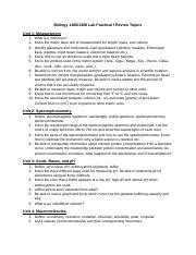 Lab Practical I Review Topics Docx Biology Lab Practical I