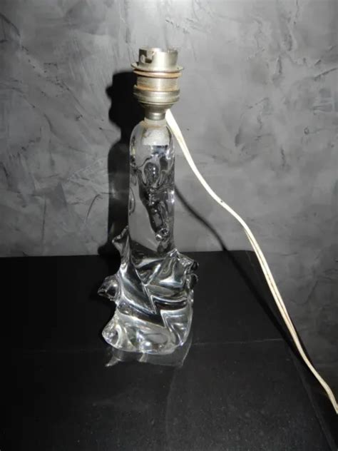 Ancien Pied De Lampe En Cristal Ou Verre Des Annees Eur