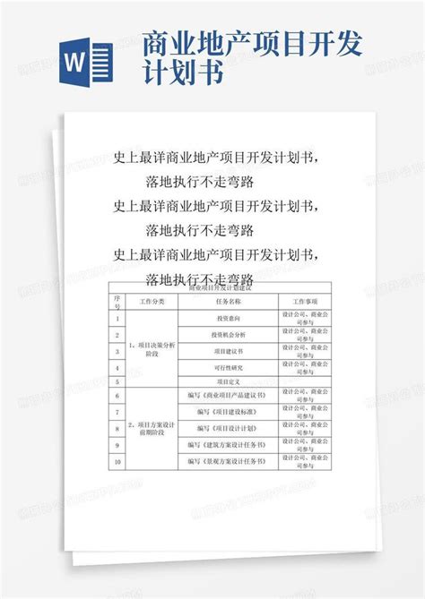 商业地产项目开发计划书word模板下载编号qzjjxyzz熊猫办公