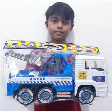 Jual Mainan Truk Derek Jumbo Mobil Tru Excavator Crane Towing Besar