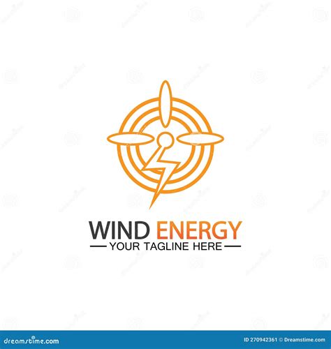 Wind Energy Logo Renewable Energy Icon With Wind Turbines And Thunder Bolt Isolated On White