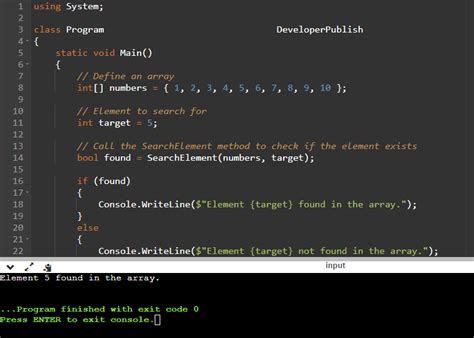 program  search  element   array