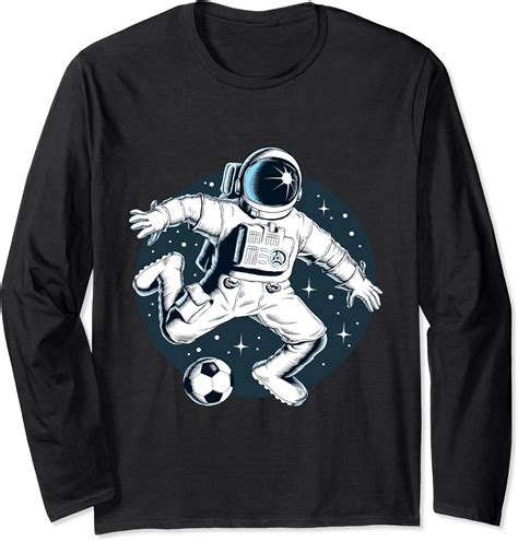 Astronaut Spielt Fu Ball Im Weltraum Grafik Langarmshirt Amazon De