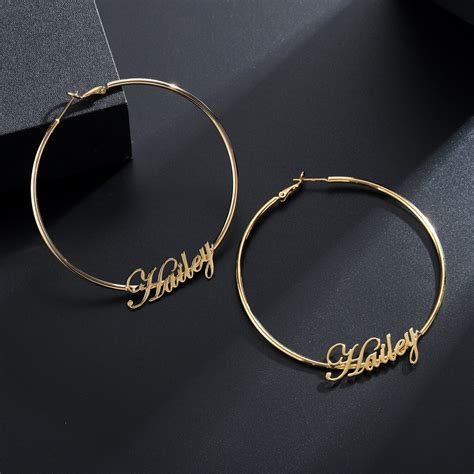 Custom Handmade Big Hoop Name Earrings 18K 14K Gold Silver Etsy