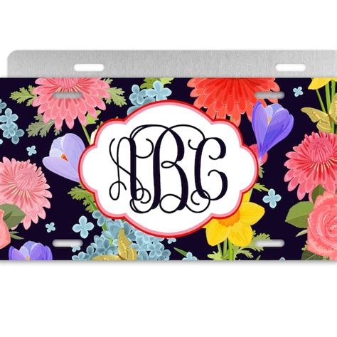 Floral License Plate Etsy