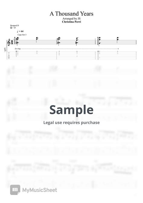 Christina Perri A Thousand Years Fingerstyle Sheets By Js Wave