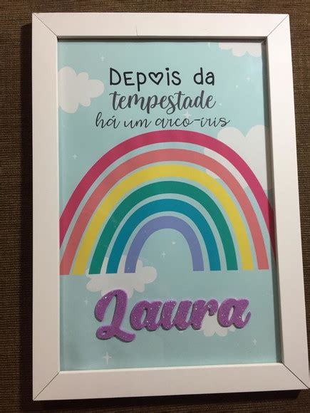 Quadro 2 em 1 personalizado bebe arco íris no Elo7 Da coruja 12AA590