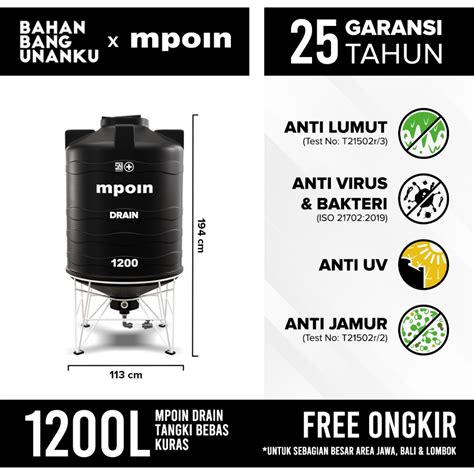 Jual MPOIN PLUS 1200 L DRAIN SNI TANGKI AIR TANDON AIR TOREN AIR