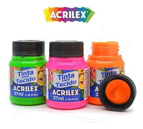 Tinta Para Tecido Fluorescente 37ml Acrilex Kit C 6 Cores Mercado Livre