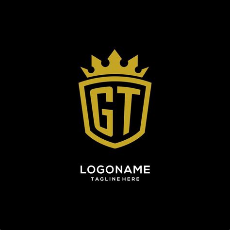 estilo de corona de escudo de logotipo inicial gt diseño de logotipo