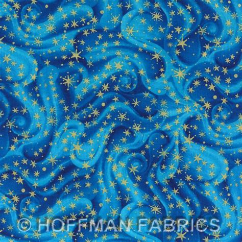 Hoffman Fabric Product Celestial Dreams Starry Swirl Aquarius Gold