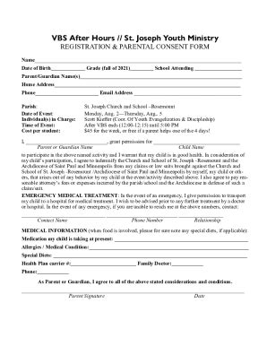 Fillable Online Fillable Online Youth Ministry Registration Form Docx