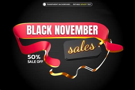 Premium Psd Black November Discount Sale With Editable Text Effect