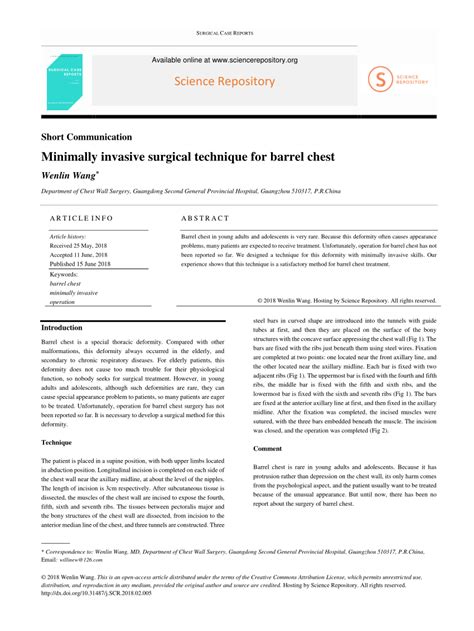 (PDF) Minimally invasive surgical technique for barrel chest