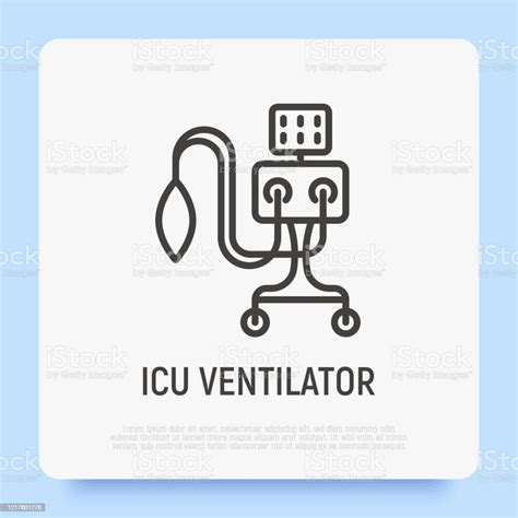 Icu 인공 호흡기 폐 환기를위한 의료 치료 가는 선 아이콘입니다 Covid19에 대한 집중 치료 벡터 그림입니다 산소 호흡기에