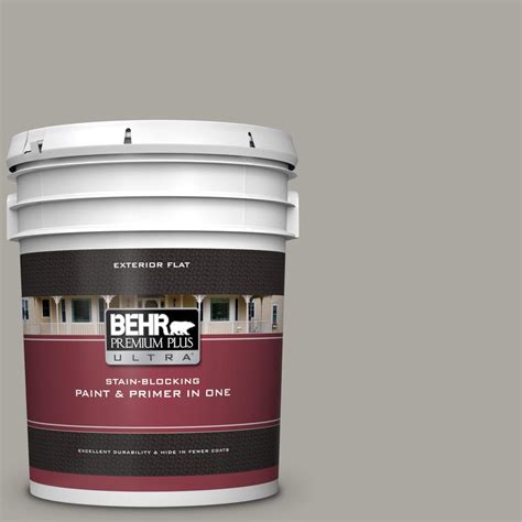 Behr Premium Plus Ultra 5 Gal N360 3 Still Gray Flat Exterior Paint