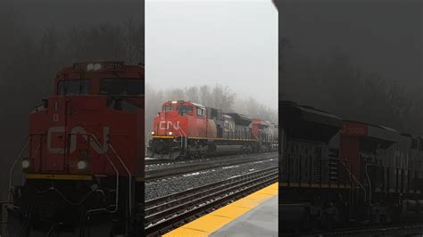 A Thundercab Sd70m 2 8015 Leading On Cn M314 In The Fog Youtube