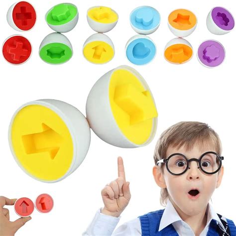 6pcs Colorful Smart Eggs Learning Education Toys Mixed Shape Wise