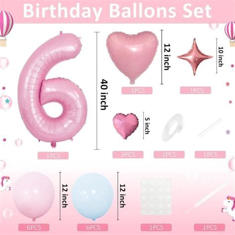 Ballon Chiffre 6 Rose Pastel Pour Anniversaire N3528 Cdiscount Maison