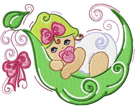 Machine Embroidery Design Sweet Peas In A Pod Machine Etsy