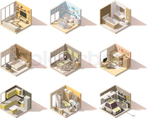 Isometric Room Vector At Vectorified Collection Of Isometric Room