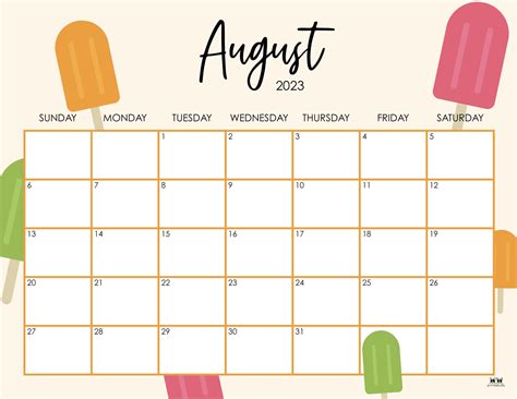 August Calendars Free Printables Printabulls