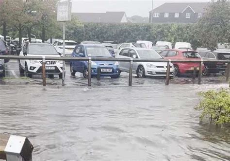 Maidstone Hospital car park flooded following heavy rainfall