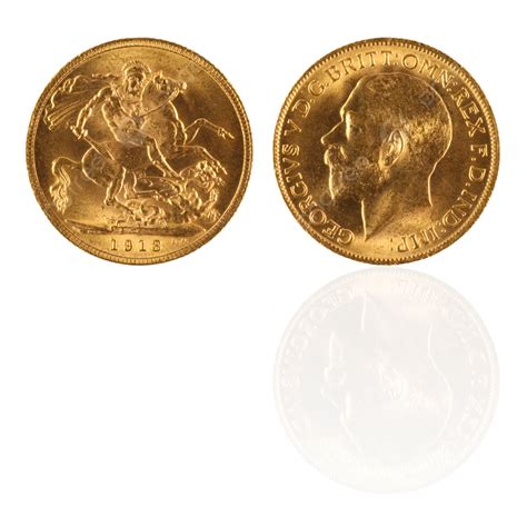 Gold Sovereign With Reflection Historical Gold Antique Metal Png