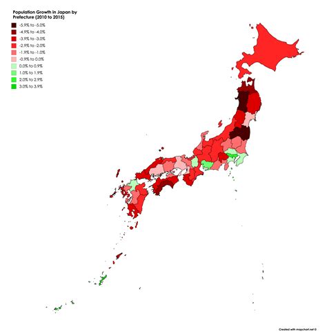 Population Growth in Japan by Prefecture, 2010 to 2015 [4560X4688] : r ...