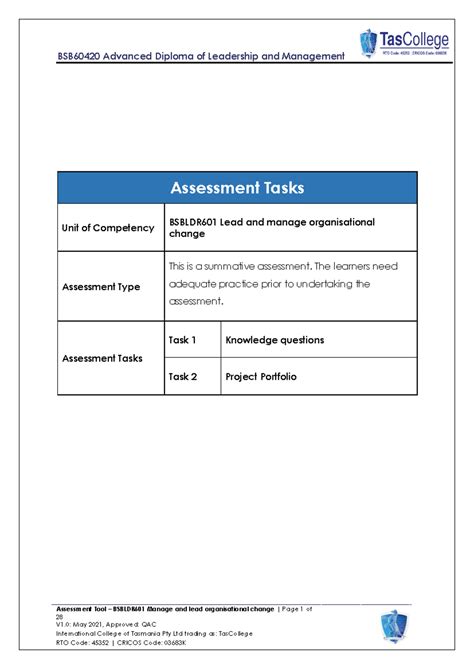 Bsbldr V Assessment Tool Assessment Tool Bsbldr Manage