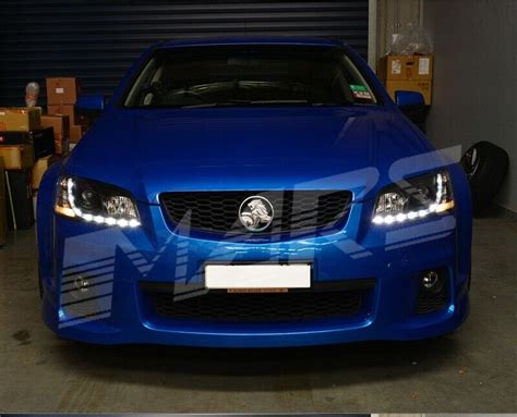 Black DRL LED Head Lights For Holden Series 2 VE Commodore SS SV6 SV8