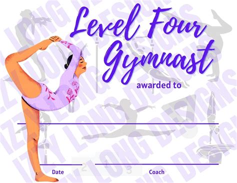 Gymnastics Award Certificate Level 4 Gymnast Etsy