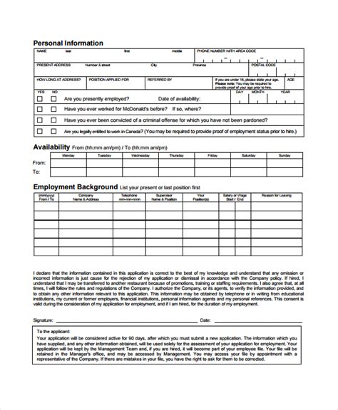 Free 8 Restaurant Application Forms In Pdf Ms Word