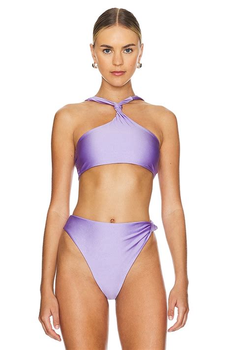 Riot Swim Twisted Halter Bikini Top In Orchid Revolve