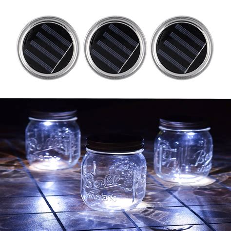 Solar Mason Jar Lid Eeekit 3 Pack 10 Led Solar Mason Jar Lid Fairy String Lights Lamp Bulb