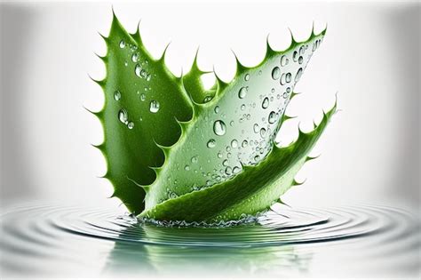 Premium Ai Image Sliced Aloe Vera Leaf With Splash Of Water Isolated