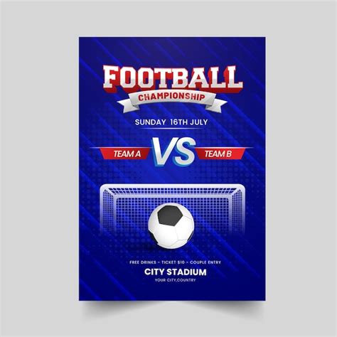 Premium Vector Football Championship Poster Design With Realistic